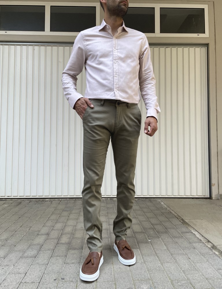 Ανδρικό χακί υφασμάτινο Chinos παντελόνι Ben Tailor 0285K φωτογραφία
